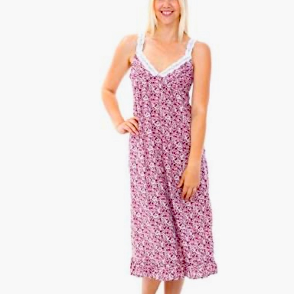 Alexander Del Rossa Floral Bloom Lace Night Gown Dress Large